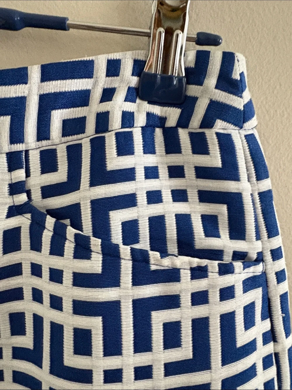 LOFT Blue and White Patterned Skirt